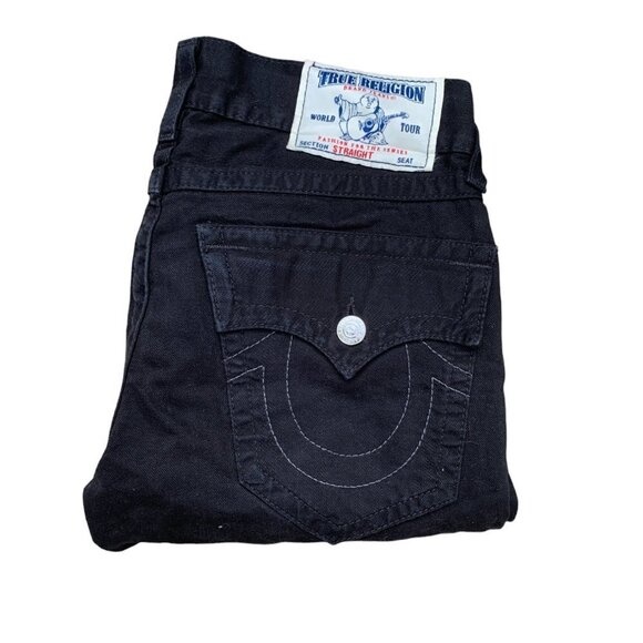Vintage True Religion Jeans Size 30 STRAIGHT Black White Stitch - Picture 3 of 7